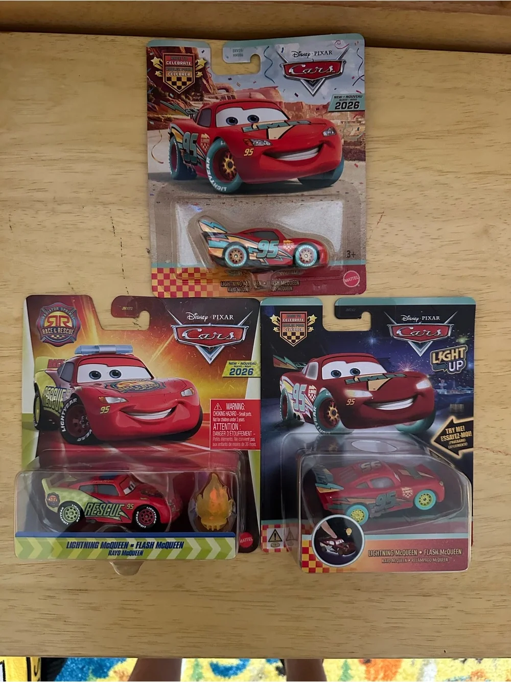 Disney Cars Lightning McQueen lot of 3- light up, race and rescue, celebrate